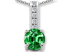 Finejewelers Simulated Emerald And Genuine Cubic Zirconia Pendant Necklace
