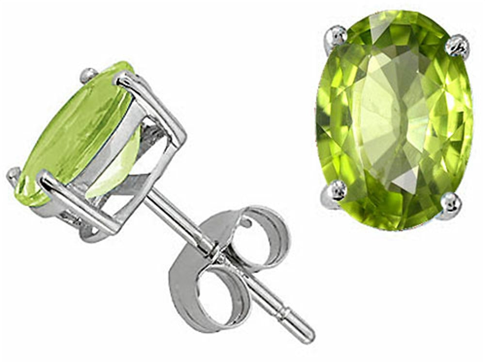 Tommaso Design™ Oval 7x5mm Genuine Peridot Earrings Studs