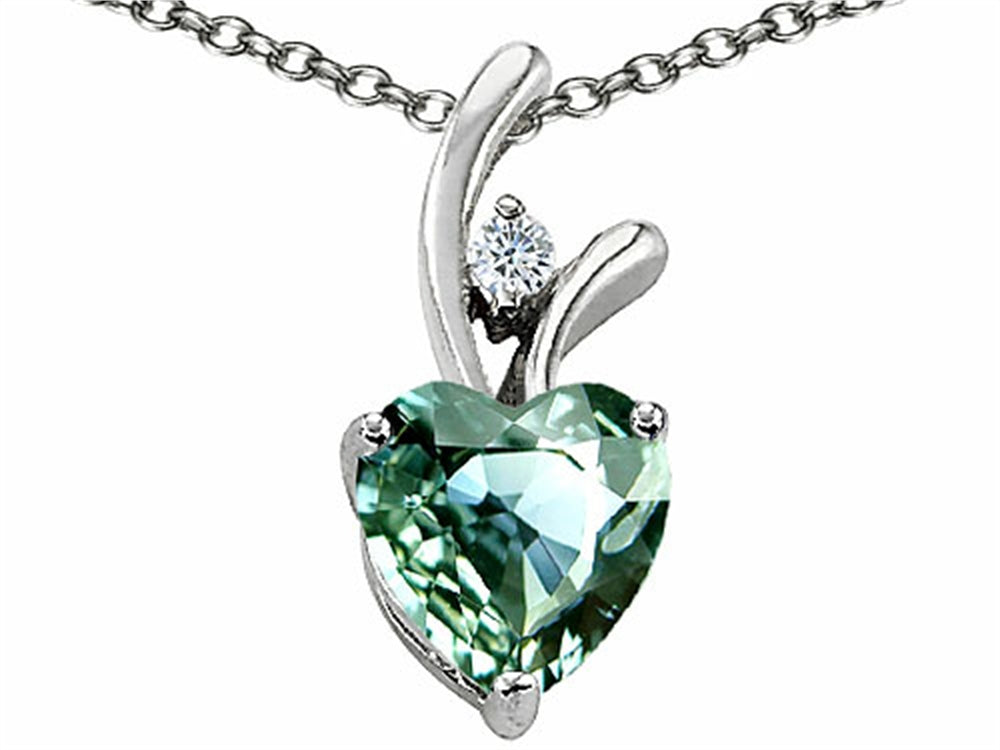 Star K™ Heart Shaped 8mm Simulated Green Sapphire Pendant Necklace