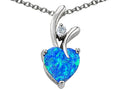 Star K™ Heart Shape 8mm Simulated Blue Opal Pendant Necklace