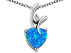 Star K™ Heart Shape 8mm Simulated Blue Opal Pendant Necklace