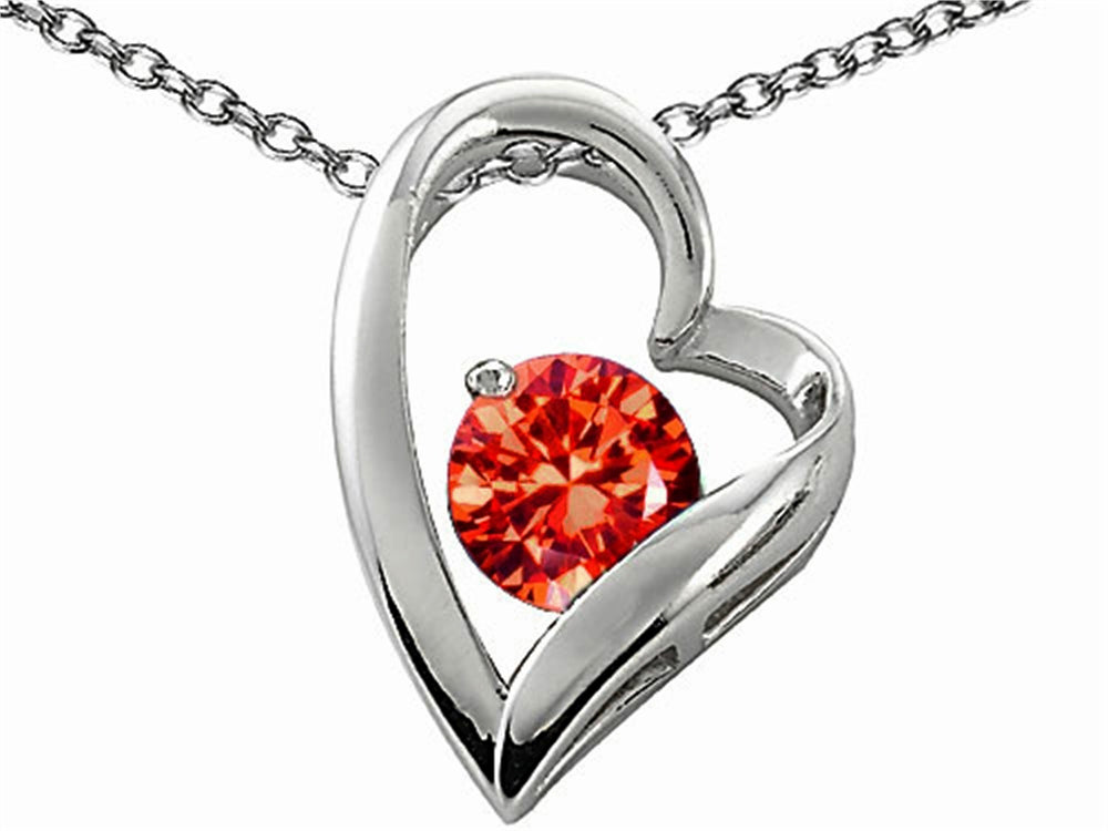 Star K™ Round 7mm Simulated Orange Mexican Fire Opal Heart Shape Pendant Necklace