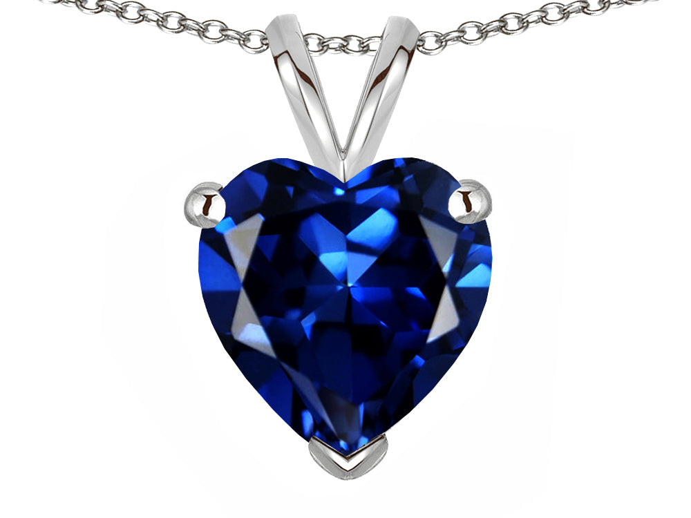 Star K ™ 8mm Heart Created Sapphire Pendant Necklace