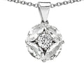 Star K™ Genuine Round White Topaz Pendant Necklace