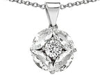 Star K™ Genuine Round White Topaz Pendant Necklace