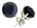 Tommaso Design™ 7mm Round Genuine Black Sapphire Earrings Studs