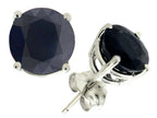 Tommaso Design™ 7mm Round Genuine Black Sapphire Earrings Studs