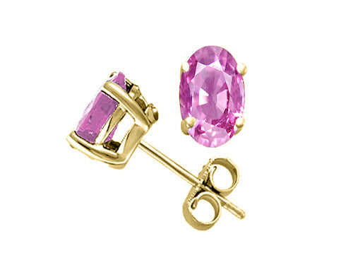 Star K 5x3mm Oval Genuine Pink Sapphire Stud Earrings