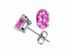 Star K 5x3mm Oval Genuine Pink Sapphire Stud Earrings