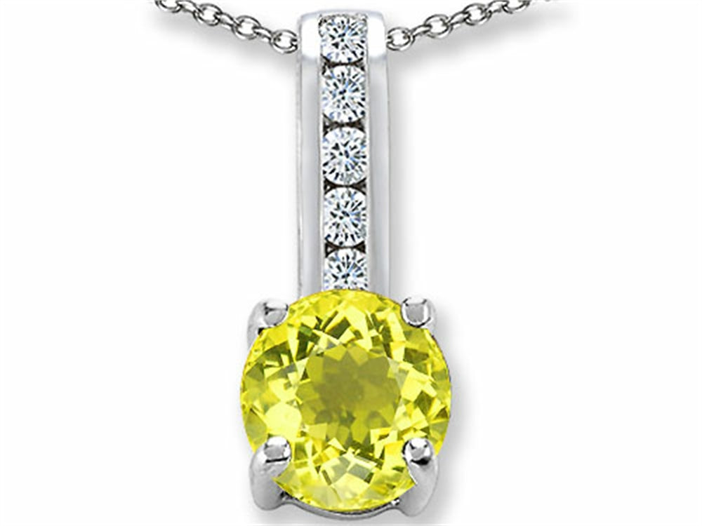 Finejewelers Simulated Yellow Sapphire And Genuine Cubic Zirconia Pendant Necklace