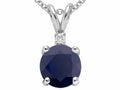 Tommaso Design™ Round 7mm Genuine Black Sapphire Pendant Necklace