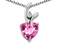 Star K™ Heart Shaped 8mm Created Pink Sapphire Pendant Necklace