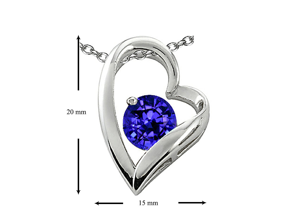 Star K™ 7mm Round Simulated Tanzanite Heart Shape Pendant Necklace