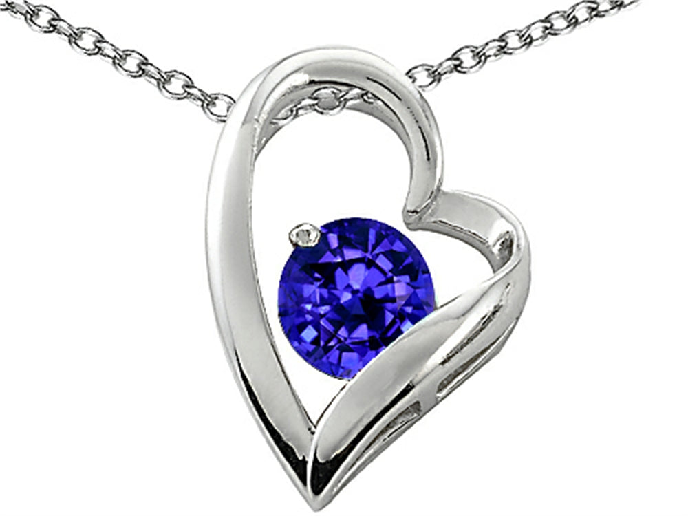 Star K™ 7mm Round Simulated Tanzanite Heart Shape Pendant Necklace