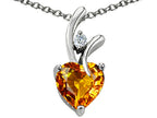 Star K™ Genuine Heart Shaped 8mm Citrine Pendant Necklace