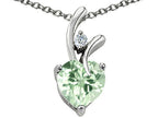 Star K™ Genuine Heart Shaped 8mm Green Amethyst Pendant Necklace