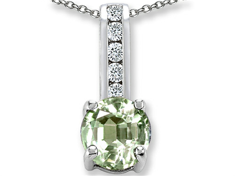 Finejewelers Green Amethyst And Cubic Zirconia Pendant Necklace