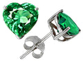 Star K™ 7mm Heart Simulated Emerald Earrings Studs