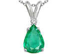 Tommaso Design™ Pear Shape Genuine Emerald and Diamond Pendant Necklace