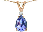 Star K™ Classic Pear Shape 8x6mm Genuine Tanzanite Rabbit Ear Pendant Necklace