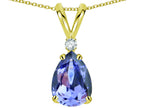 Star K™ Classic Pear Shape 8x6mm Genuine Tanzanite Rabbit Ear Pendant Necklace