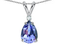 Star K™ Classic Pear Shape 8x6mm Genuine Tanzanite Rabbit Ear Pendant Necklace