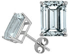 Tommaso Design™ Emerald Cut 7x5mm Genuine Aquamarine Earrings
