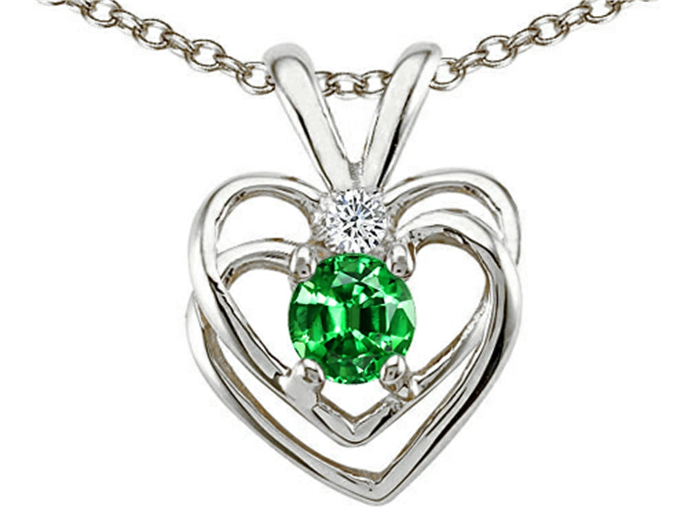 Tommaso Design™ Simulated Emerald Heart Pendant Necklace