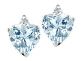 Tommaso Design™ Heart Shape 7mm Simulated Aquamarine Earrings Studs
