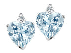 Tommaso Design™ Heart Shape 7mm Simulated Aquamarine Earrings Studs