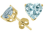 Tommaso Design™ Heart Shape 7mm Simulated Aquamarine Earrings Studs