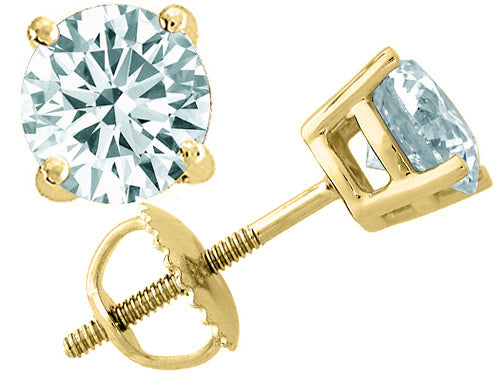 Tommaso Design™ Round Genuine Aquamarine Earrings Studs