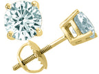 Tommaso Design™ Round Genuine Aquamarine Earrings Studs
