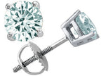 Tommaso Design™ Round Genuine Aquamarine Earrings Studs