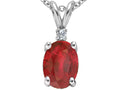 Tommaso Design™ Genuine Ruby Oval 8x6 and Diamond Pendant Necklace