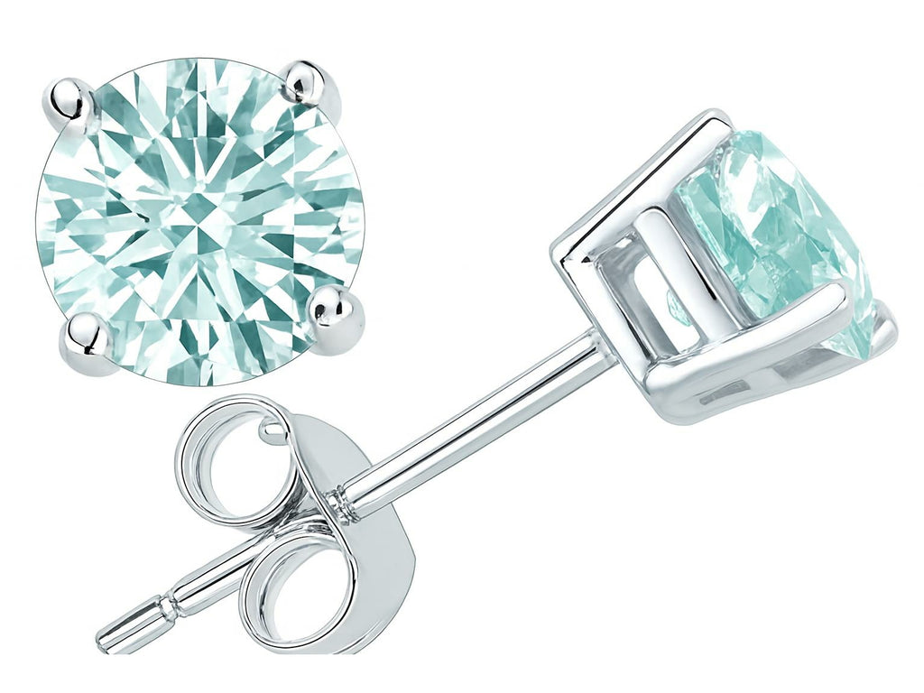 Tommaso Design™ 6mm Round Genuine Aquamarine Earrings Studs