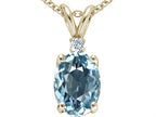 Tommaso Design™ Oval 8x6mm Simulated Aquamarine Pendant Necklace