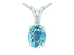 Star K Oval 8x6mm Simulated Aquamarine Pendant Necklace