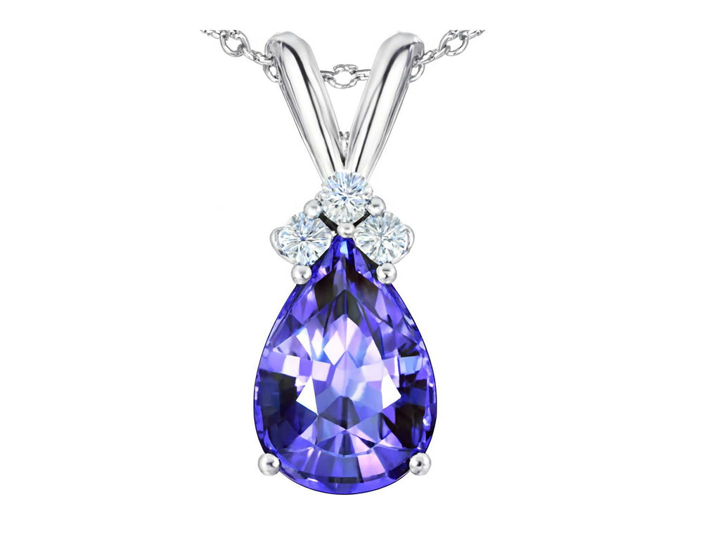 Star K Pear Shape Genuine Tanzanite Pendant Necklace