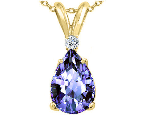 Tommaso Design™ Genuine Tanzanite and Diamond Pendant Necklace