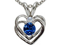 Tommaso Design™ Created Blue Sapphire and Genuine Diamond Heart Pendant Necklace