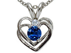 Tommaso Design™ Created Blue Sapphire and Genuine Diamond Heart Pendant Necklace