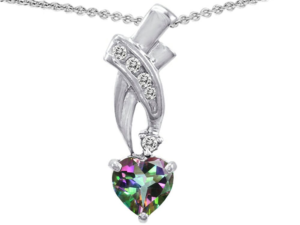 Star K™ 925 Genuine Heart Shaped Mystic Topaz Pendant Necklace