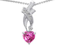 Star K™ 925 Created Heart Shaped Pink Sapphire Pendant Necklace