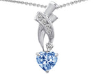 Star K™ 925 Simulated Heart Shaped Aquamarine Pendant Necklace