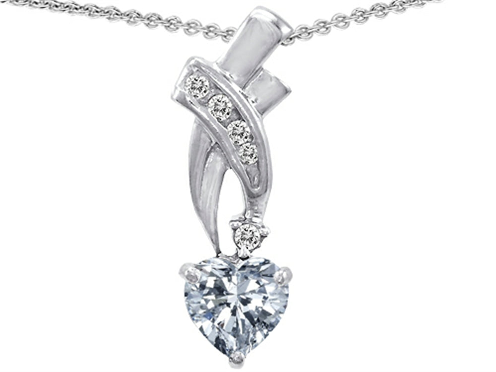 Star K™ 925 Genuine Heart White Topaz Pendant Necklace
