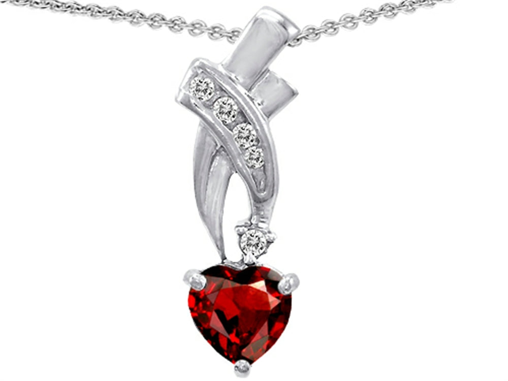 Star K™ 925 Genuine Heart Garnet Pendant Necklace