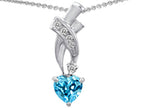 Star K™ 925 Genuine Heart Blue Topaz Pendant Necklace
