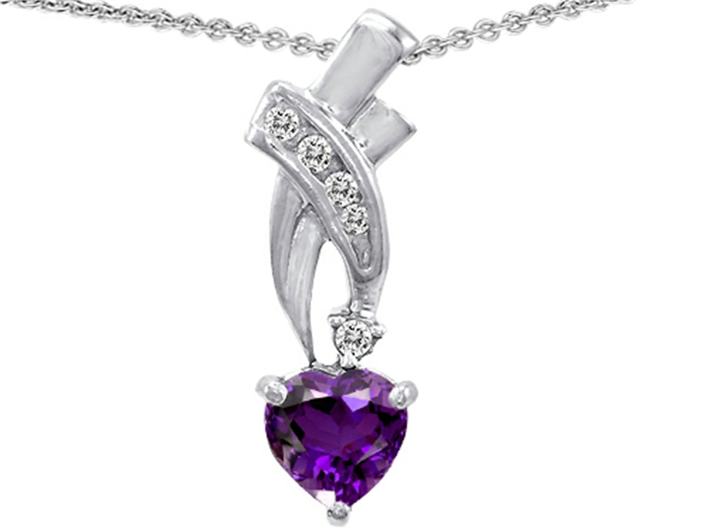 Star K™ 925 Genuine Heart Amethyst Pendant Necklace
