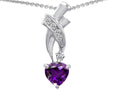 Star K™ 925 Genuine Heart Amethyst Pendant Necklace